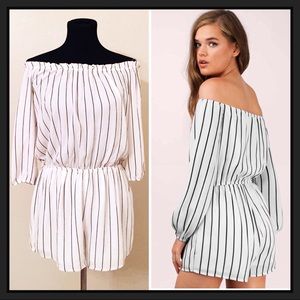 🆕 Black and White Striped Romper